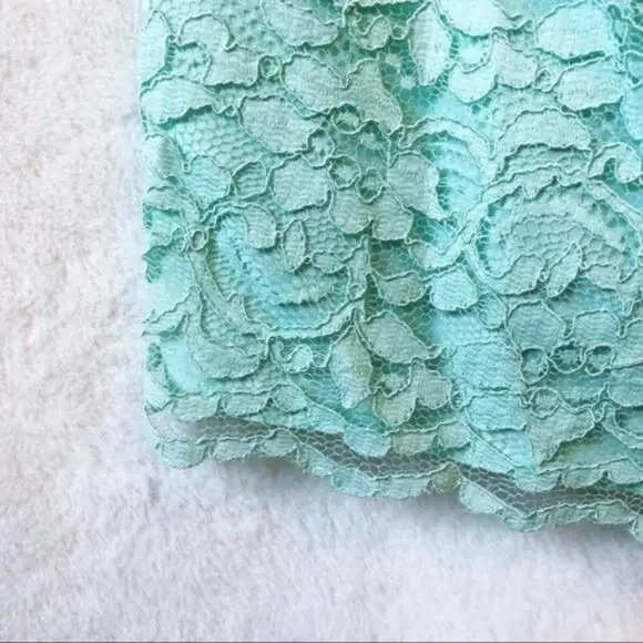 David’s Bridal Teal Short Strapless Lace Dress - Picture 4 of 16